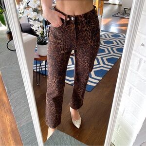 DKNY Laight Leopard Print Brown Black High Rise Classic Straight Denim Jeans! 🐆